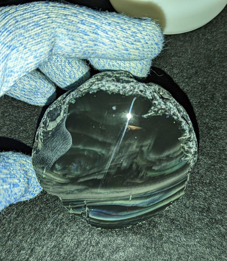 【研磨品】十勝石玲瓏　北海道産レインボーオブシディアン