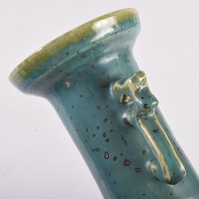 北大路魯山人作　織部焼　耳付花瓶　小山富士夫（古山子）極め箱　D　R8931B