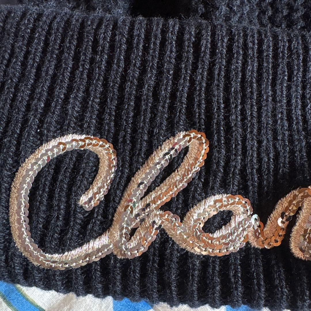 Chanel シャネル　ニット帽　ネイビー