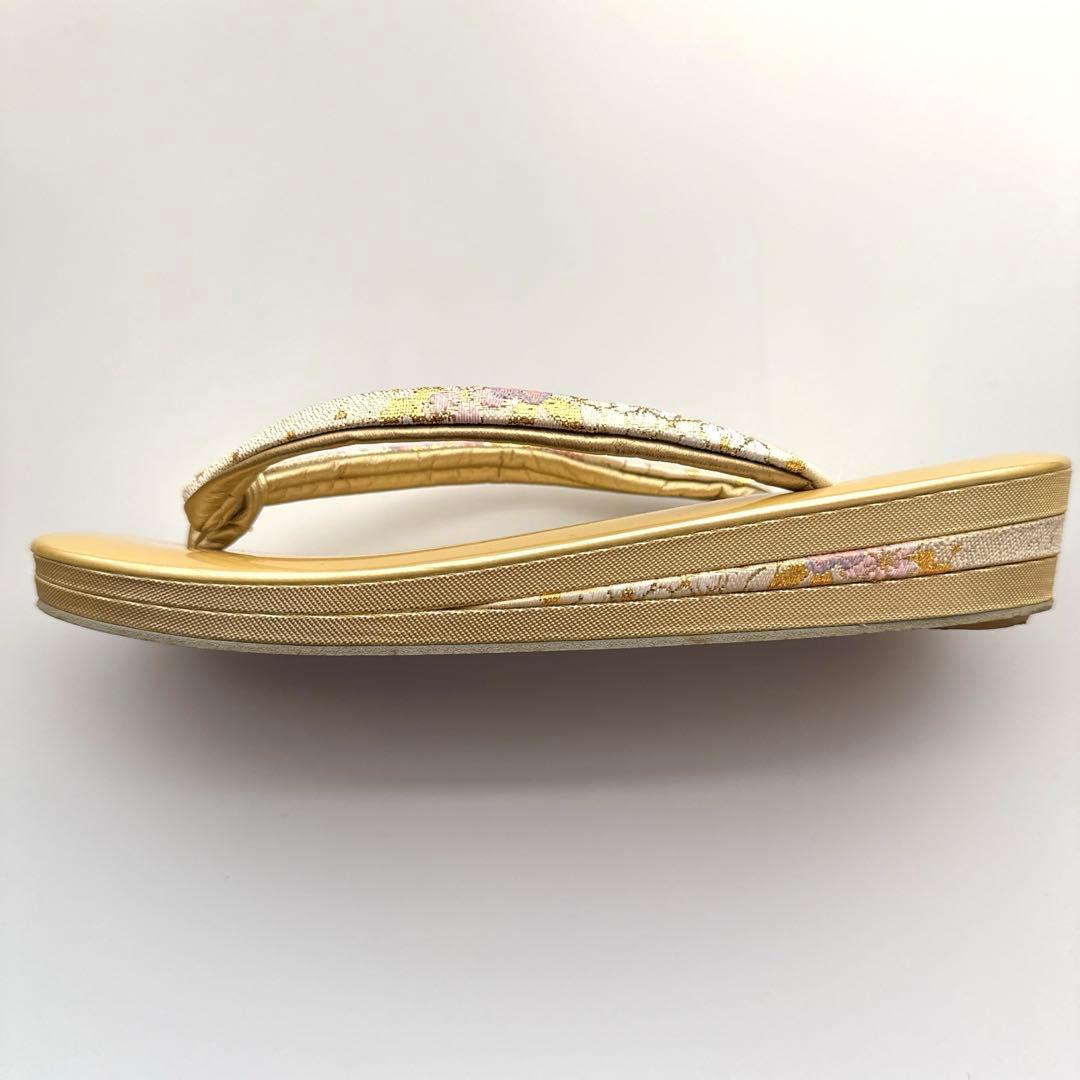 和装用草履&バッグ　ゴールド　花柄