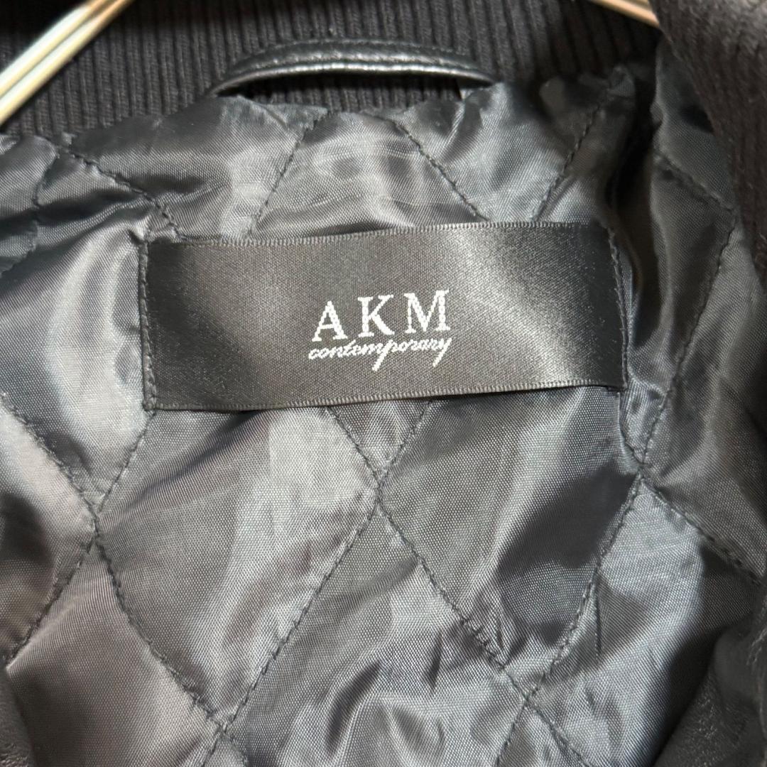 16205✨AKM レザージャケット ブルゾン/M/羊革/ラムレザー ブラック
