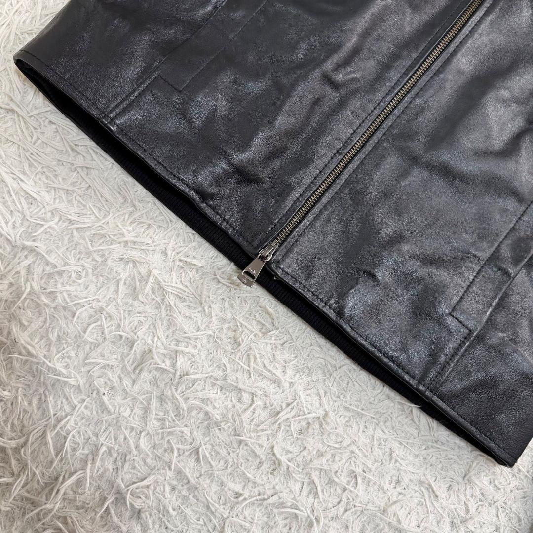 16205✨AKM レザージャケット ブルゾン/M/羊革/ラムレザー ブラック