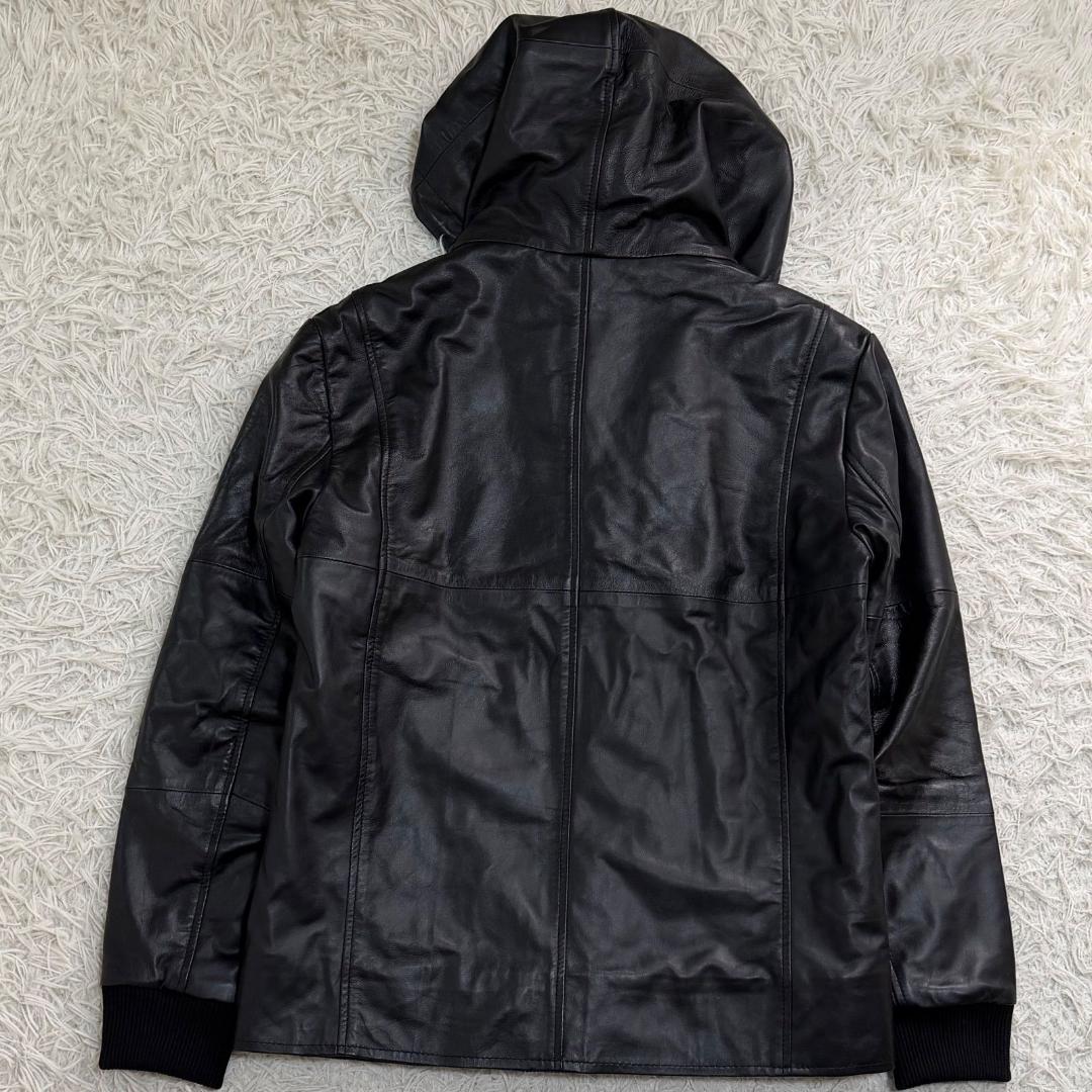 16205✨AKM レザージャケット ブルゾン/M/羊革/ラムレザー ブラック