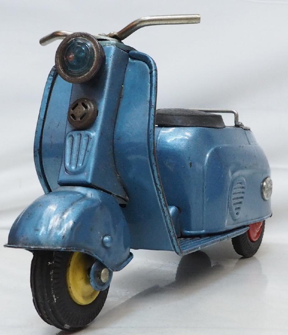 萬代屋【新三菱工業シルバーピジョン青】ブリキtin toy carスクーター箱無