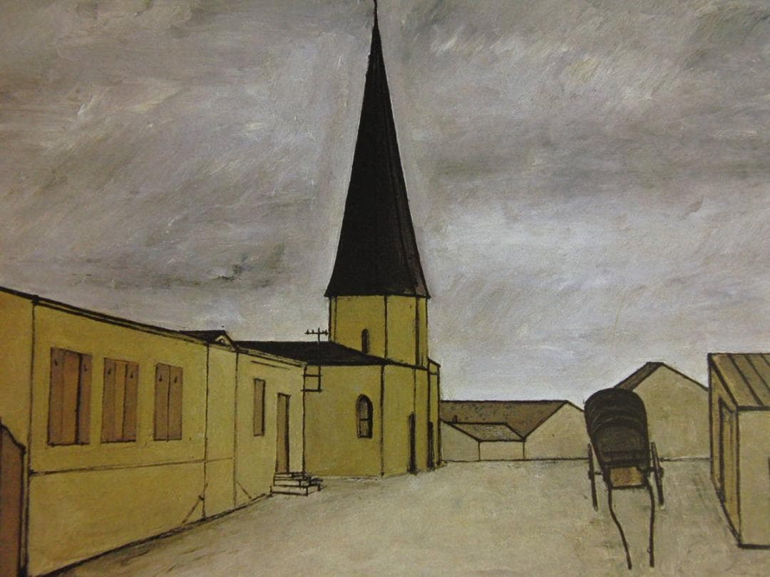 ベルナール・ビュッフェ、「Le clocher」、希少画集の額装画、人気作品