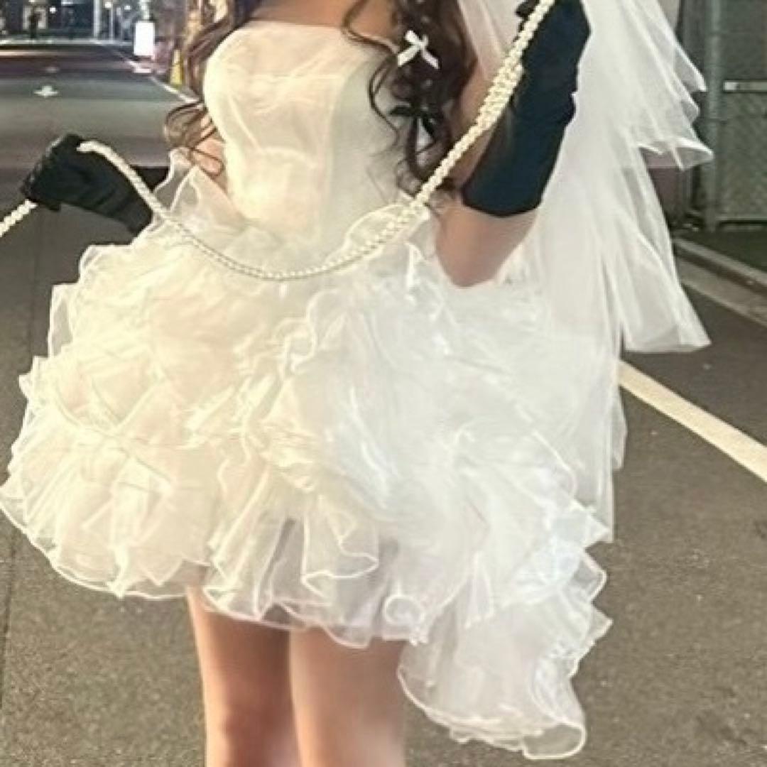 ホワイトミニウェディングドレス