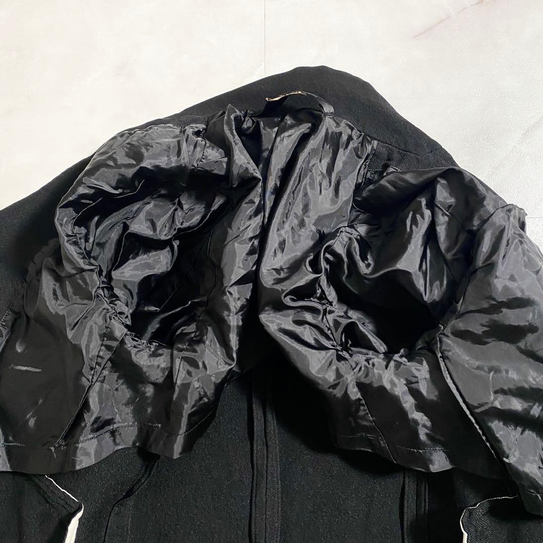 B17881 美品 コムコム 17AW ポリ縮絨ロングジャケット 黒 XS