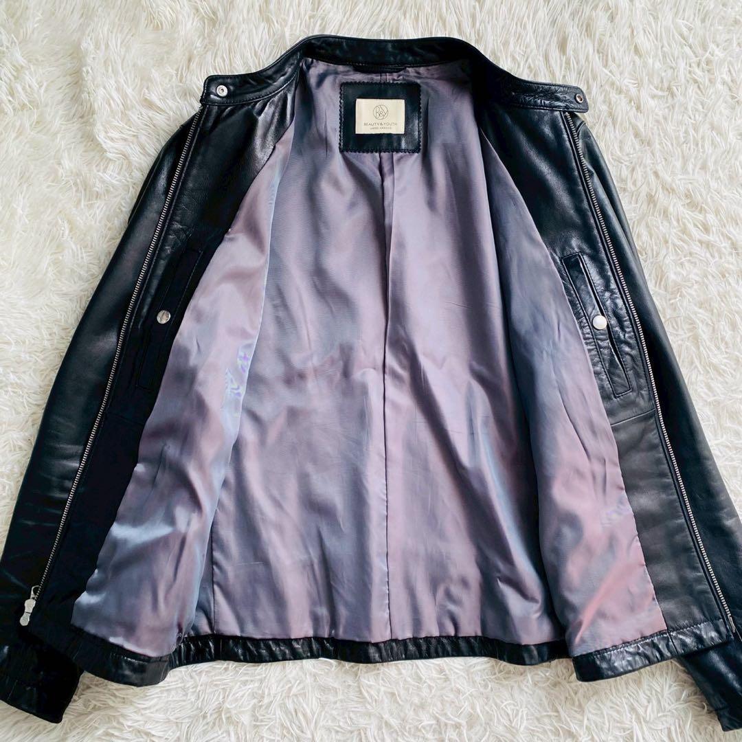 ユナイテッドアローズ●極美品●高級ラムレザー シングルライダースジャケット XL