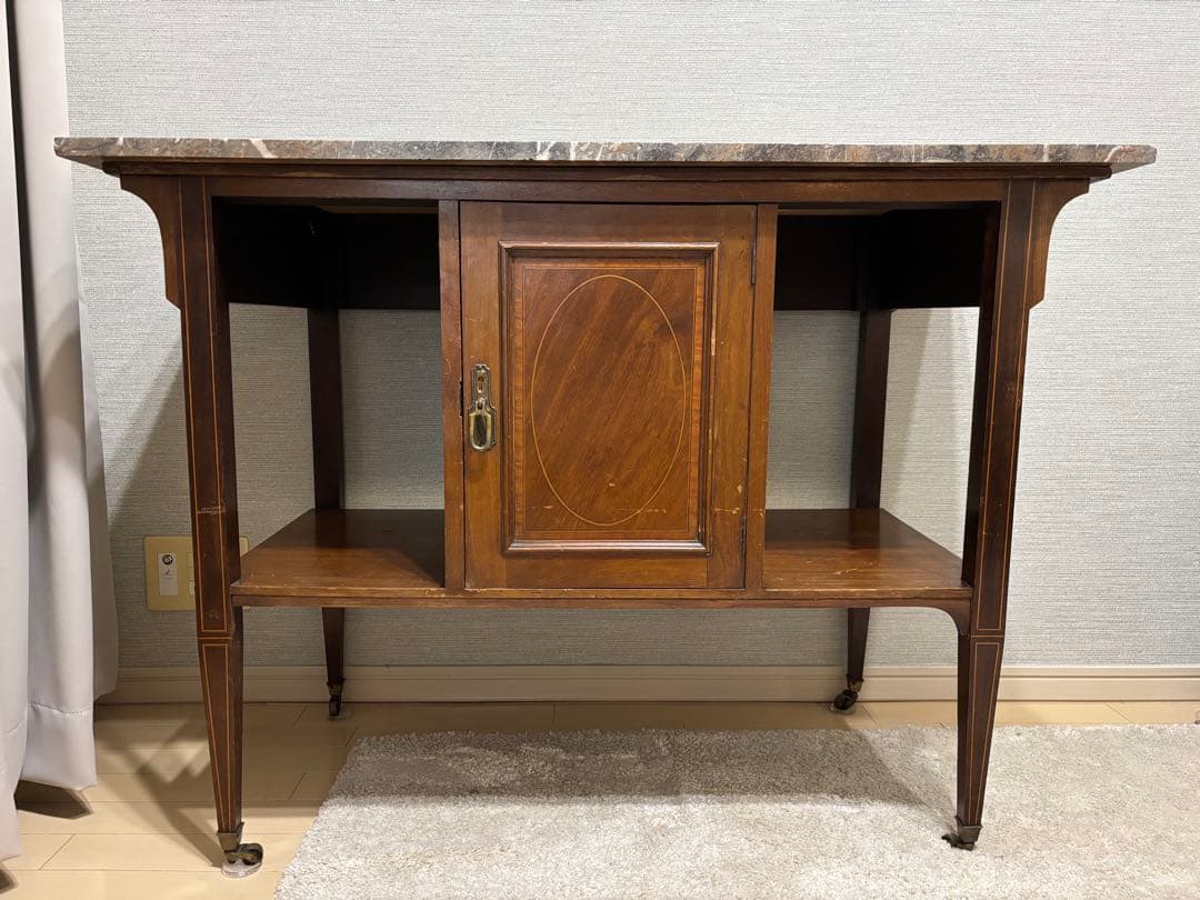 大理石天板 アンティークサイドボード（英国製 / 扉付き収納 ）