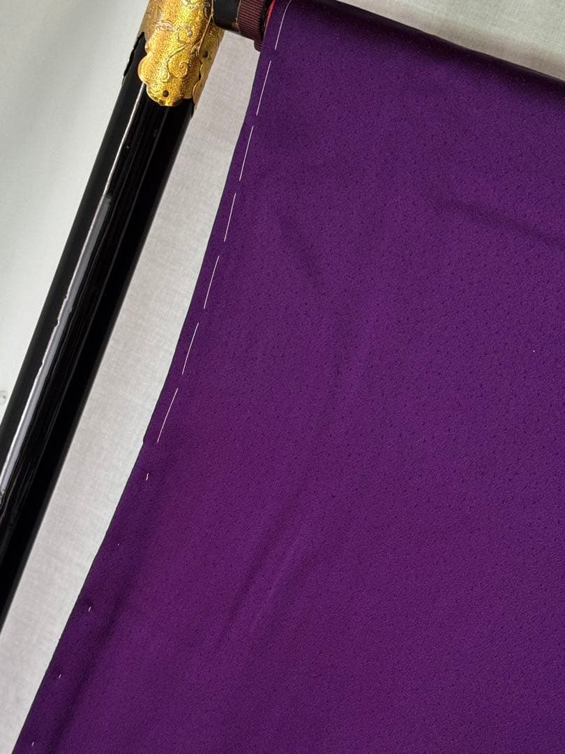 [美品] ヴィンテージ　振袖　成人式　手縫い　紫　黒　繻子　綸子　結婚式