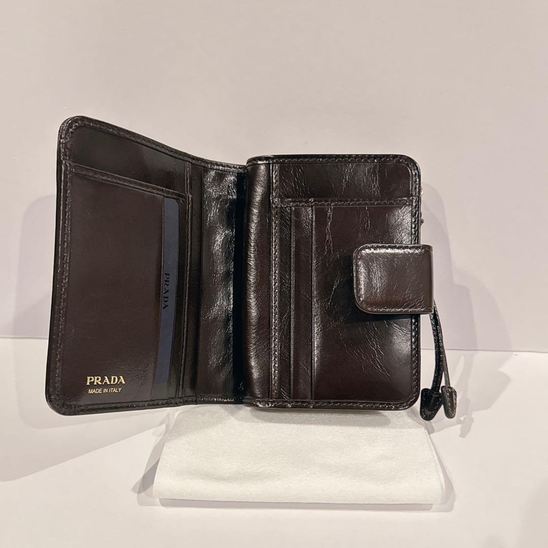 プラダ　財布　ソフトルックスレザー　ブラウン　PRADA