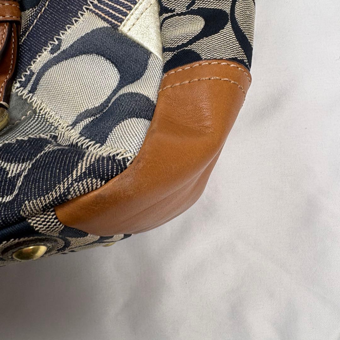 バッグ COACH denim patchwork tote bag