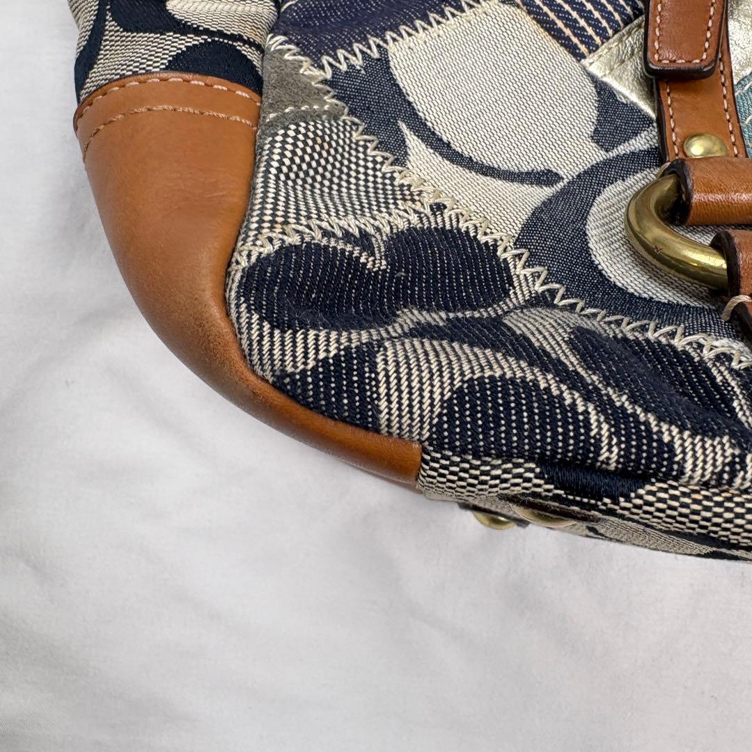 バッグ COACH denim patchwork tote bag