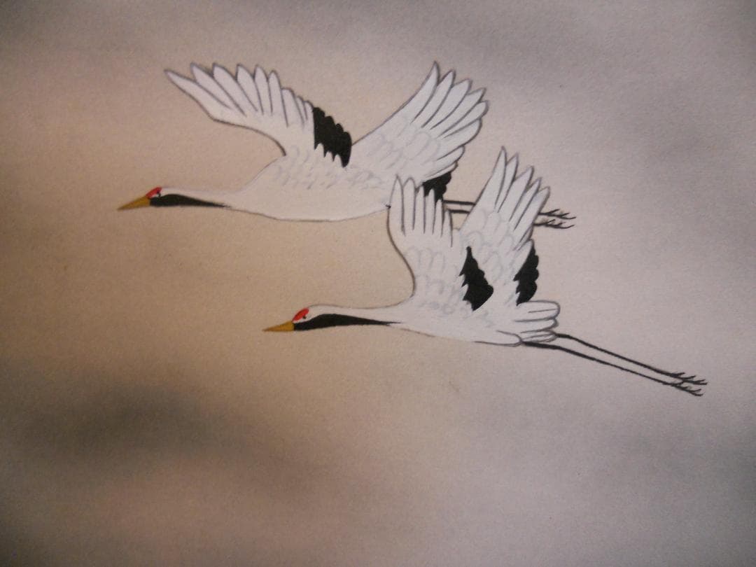 掛け軸 勝成 富士双鶴 絹本 希少 軸装 茶道具 掛軸 美品 です。