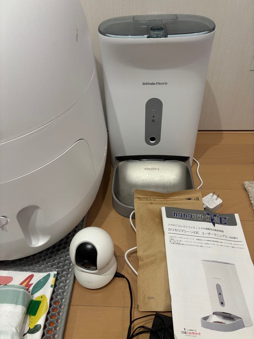 【全自動飼育セット】猫用全自動トイレ、自動餌やり機、見守りカメラ