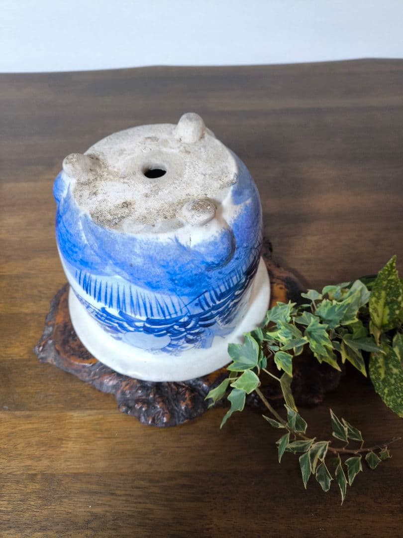 骨董　古伊万里　　明治時代　三足植木鉢　ジャンクガーデン