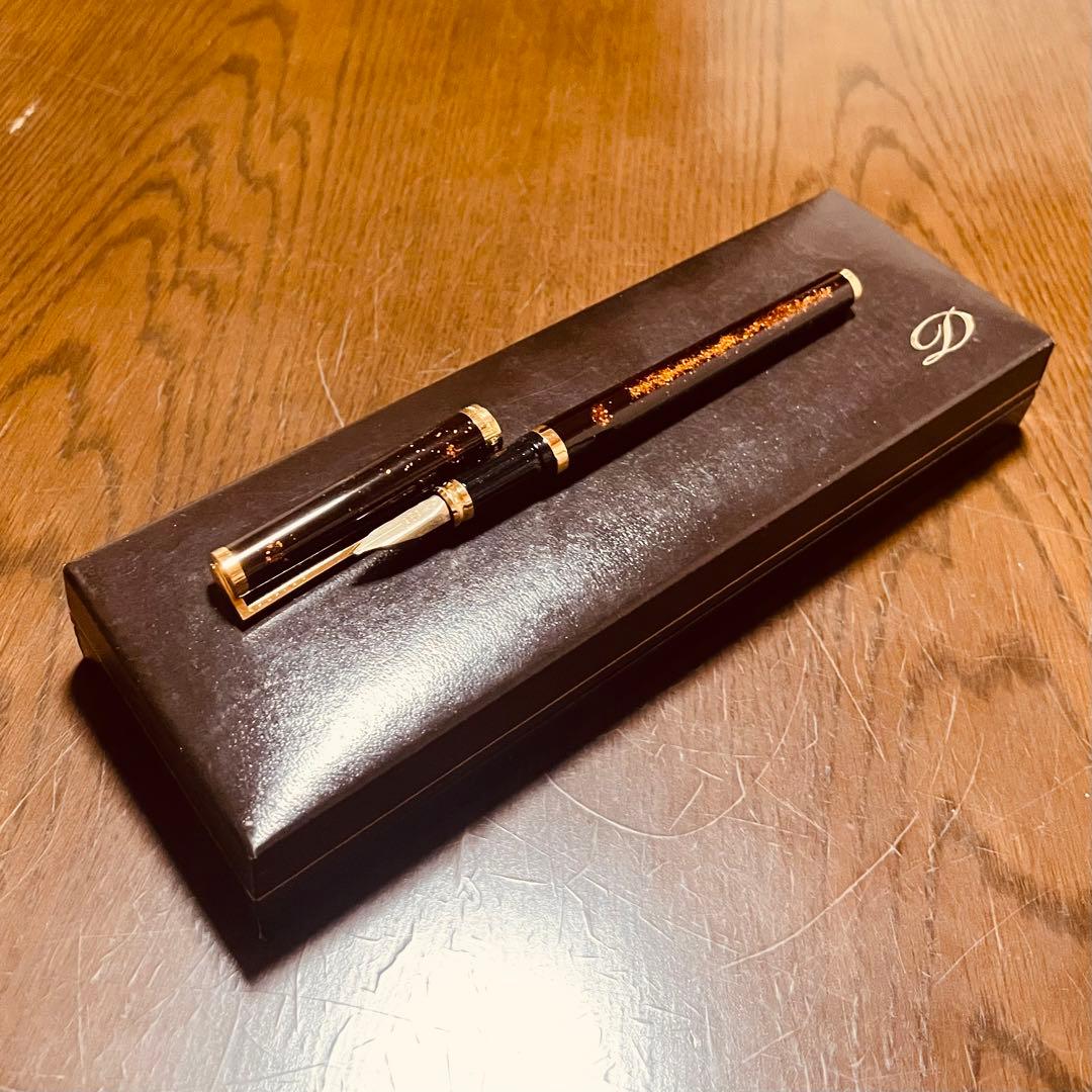 【おっつあん】S.Tデュポン 万年筆(黒) 金装飾 専用ケース付き