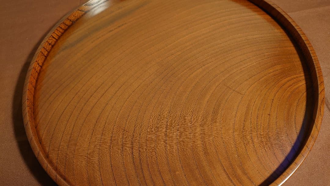 丸盆　山中漆器　欅　欅製　くり抜き　川北造　拭き漆　富貴漆　アンティーク　１客