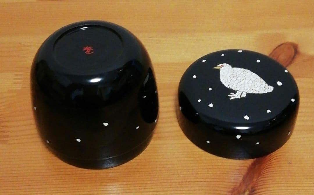 藤田武志作　卵殻　雷鳥　棗　共箱　共布　茶道具