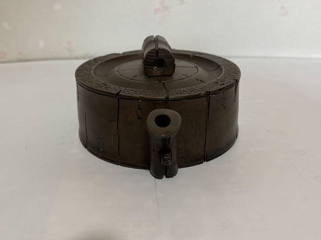 ♦中国？台湾 竹節形 茶道具1式 茶壺 茶碗 盆 急須 紫泥 煎茶道具 骨董品