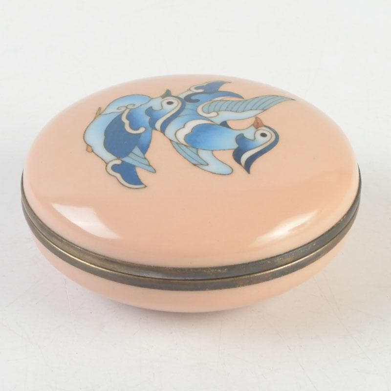 茶道具　安藤七宝焼　正倉院御物　双鳥文　香合　共布　共箱　V　9653