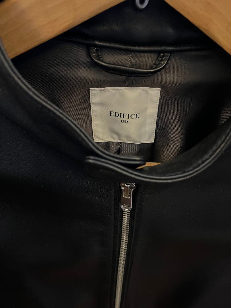 EDIFICE 黒 レザー シングルライダースジャケット