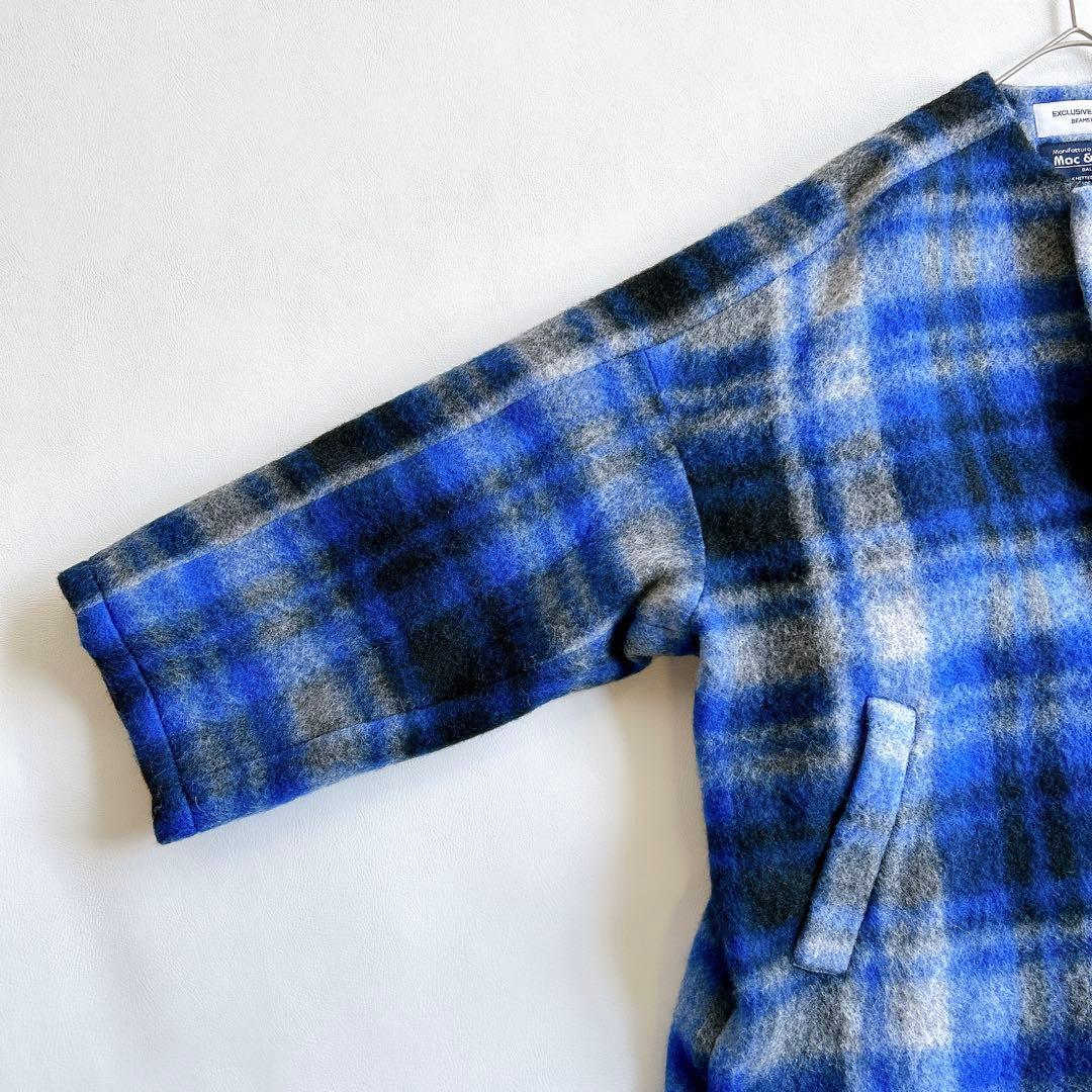 新品★BEAMS BOY スライバータータンチェックノーカラーコート 22FW