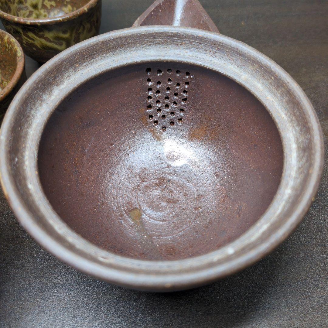 市野勝助 作 丹波立杭焼 茶器 共箱＆青龍窯 梨青瓷 刷毛目 茶具 共箱 セット