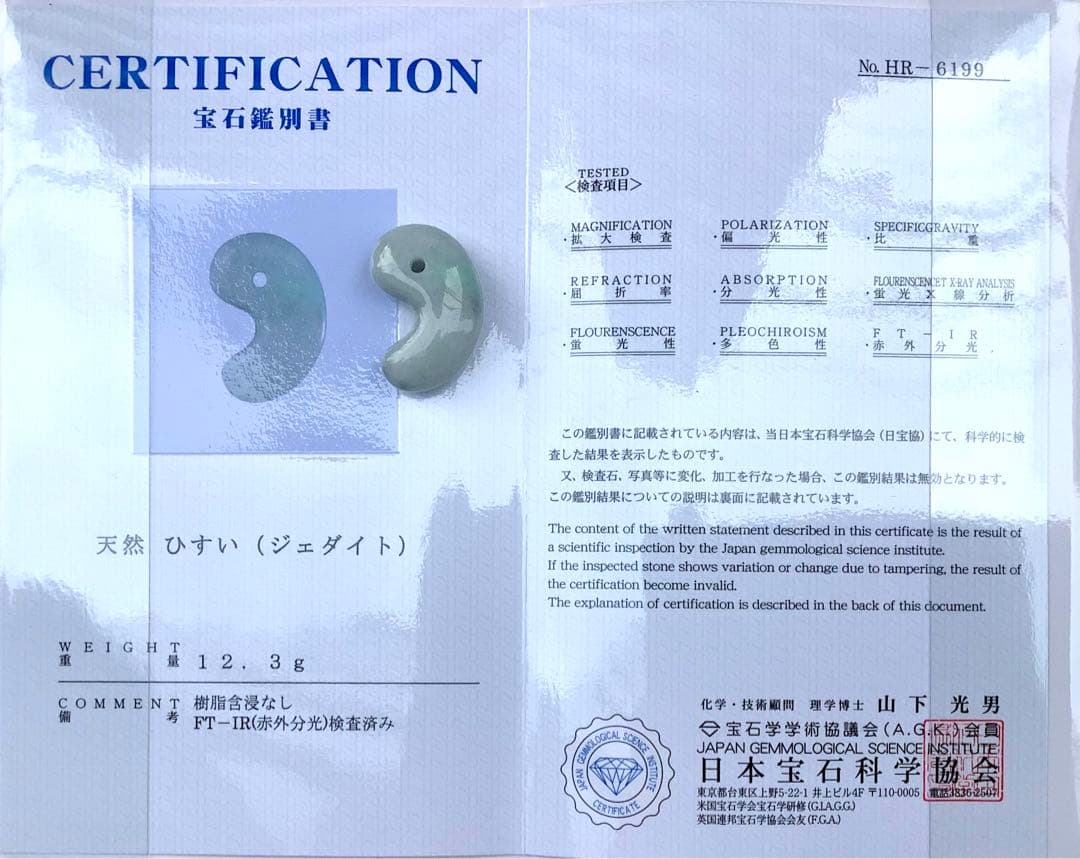 ⭕️独特の珍しい混じり合いの色彩　糸魚川翡翠ジェダイト勾玉　機械鑑定鑑別書付本物を