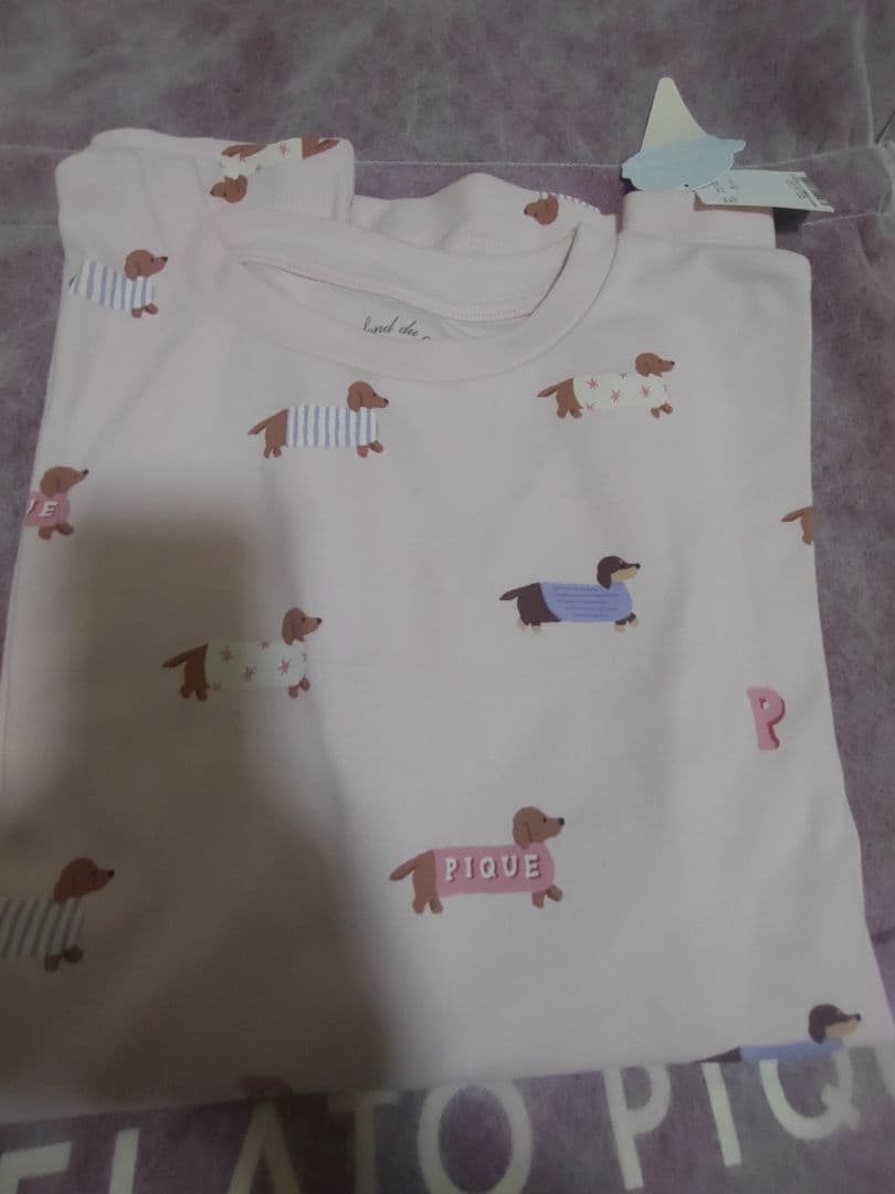 最終値下げwダックスフンド柄ロンＴ ロングパンツセット ピンク