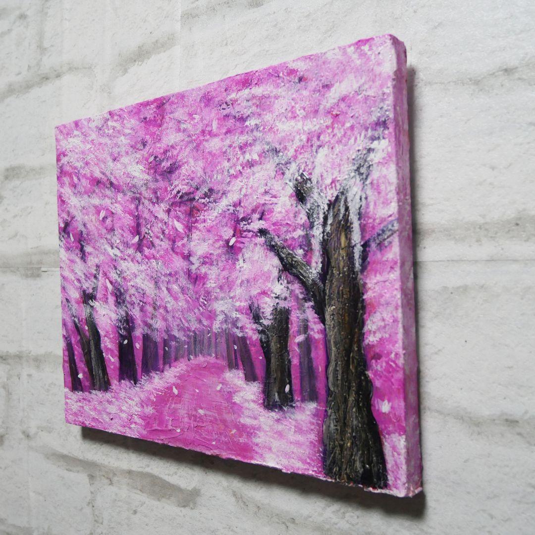 油絵 油彩 油彩画 絵画 絵【桃色の桜の道】