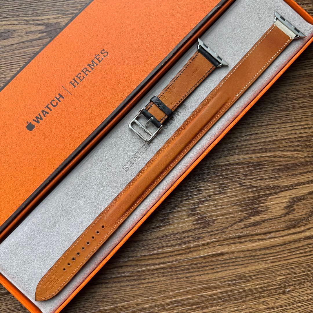 2528 Apple Watch エルメス　インディゴ　クレ　オレンジ　二重