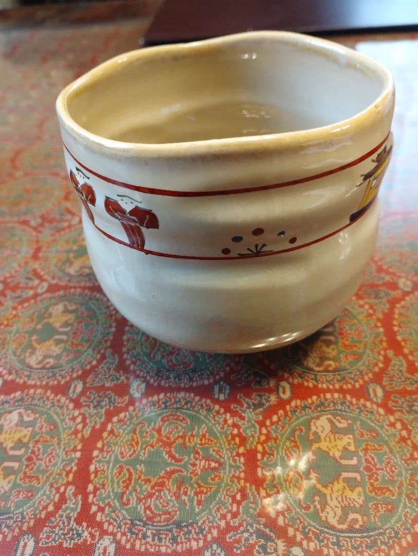 赤膚焼 筒茶碗 大塩昭山作 奈良絵