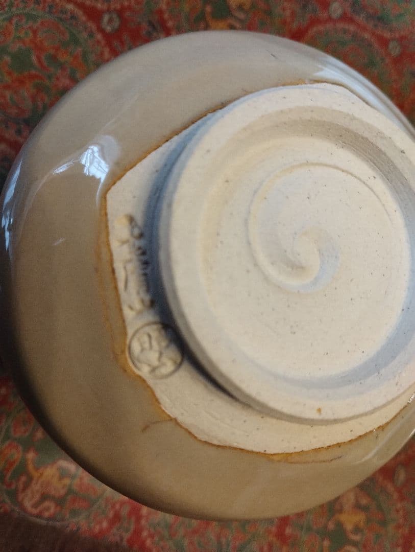 赤膚焼 筒茶碗 大塩昭山作 奈良絵