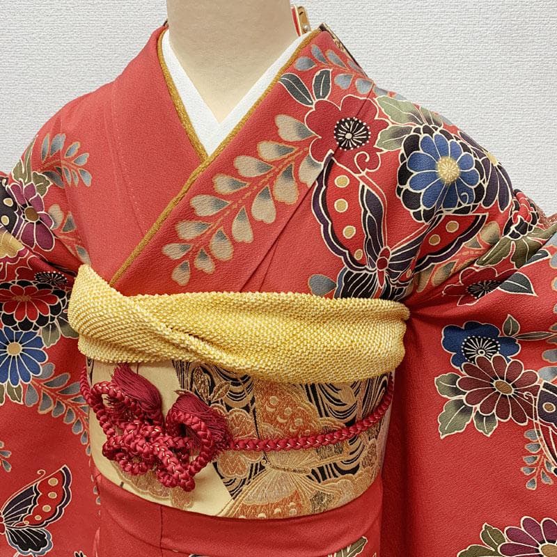 412z2.411y11.小物類☆紅型振袖 宮崎良次 辻が花 京紅型 作家物 赤