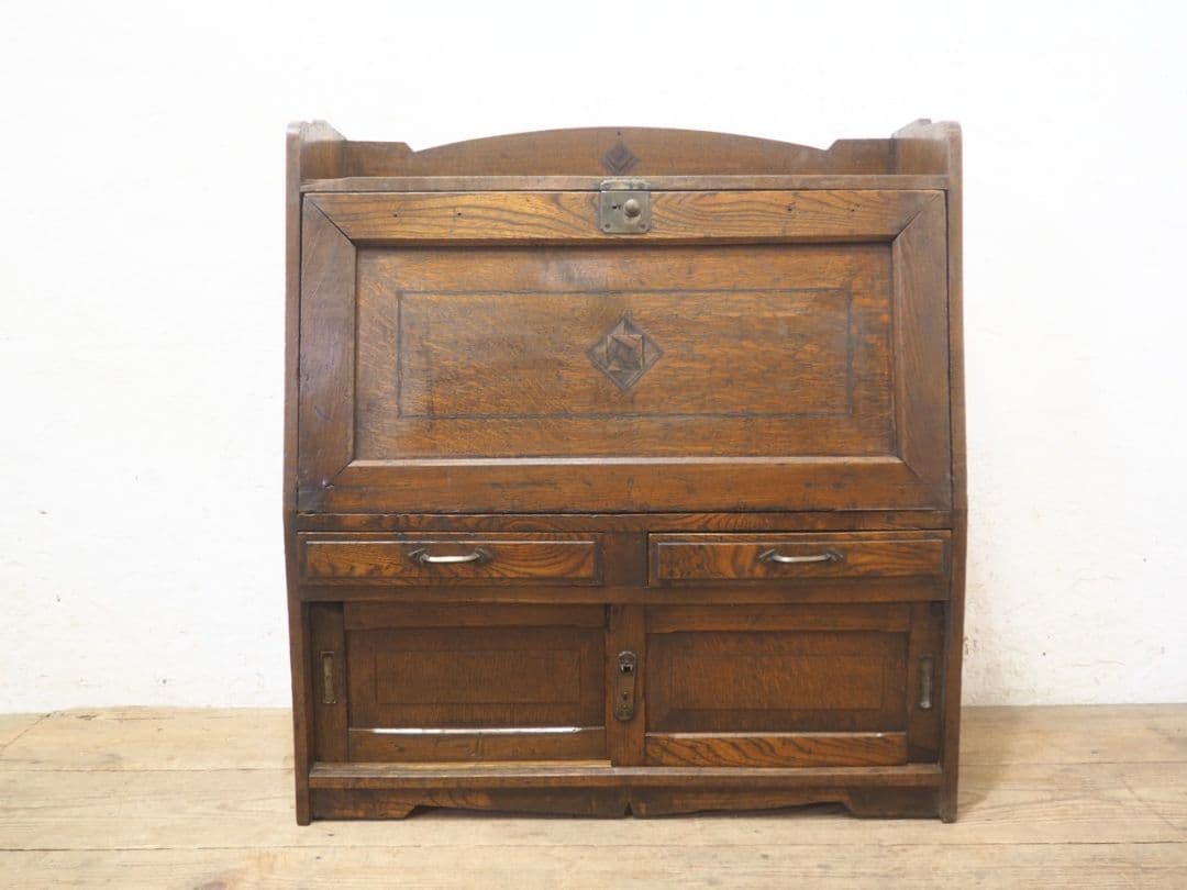 1132 アンティーク　ライティングデスク　帳場机　テーブル　収納棚　レトロ