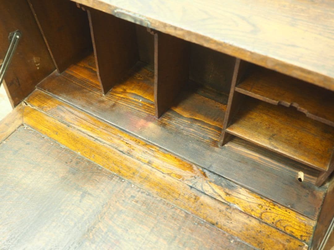 1132 アンティーク　ライティングデスク　帳場机　テーブル　収納棚　レトロ