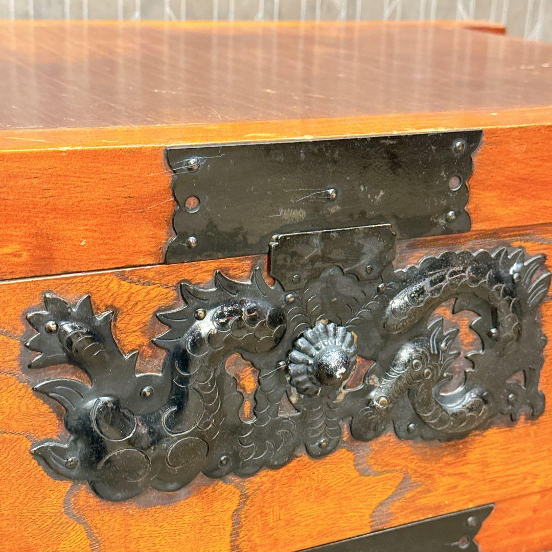 【美品】仙台箪笥風 民芸箪笥 和家具 小箪笥 車輪付き 鉄金具 木製 収納棚