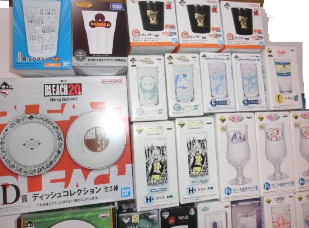 アニメゲームキャラクターグッズ100点ハンドタオル グラス皿下位賞くじまとめうり