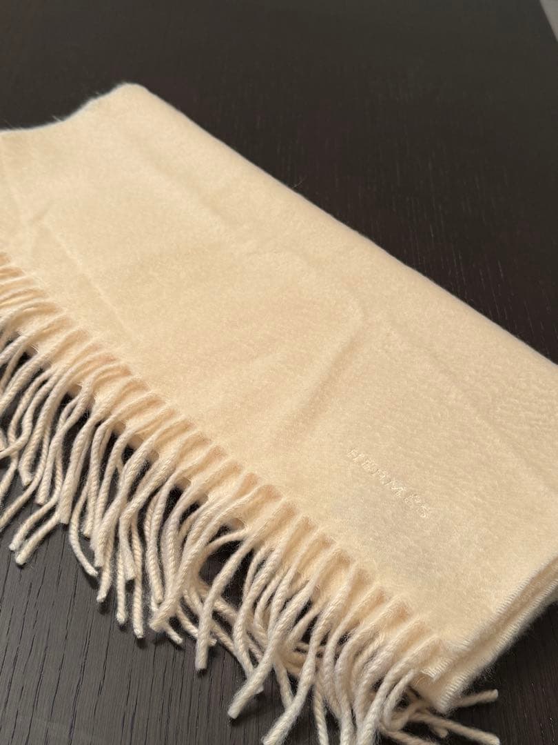 HERMES 100%カシミヤ マフラー アイボリー