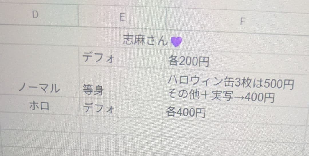 志麻 缶バッジ　2枚目に等身あり