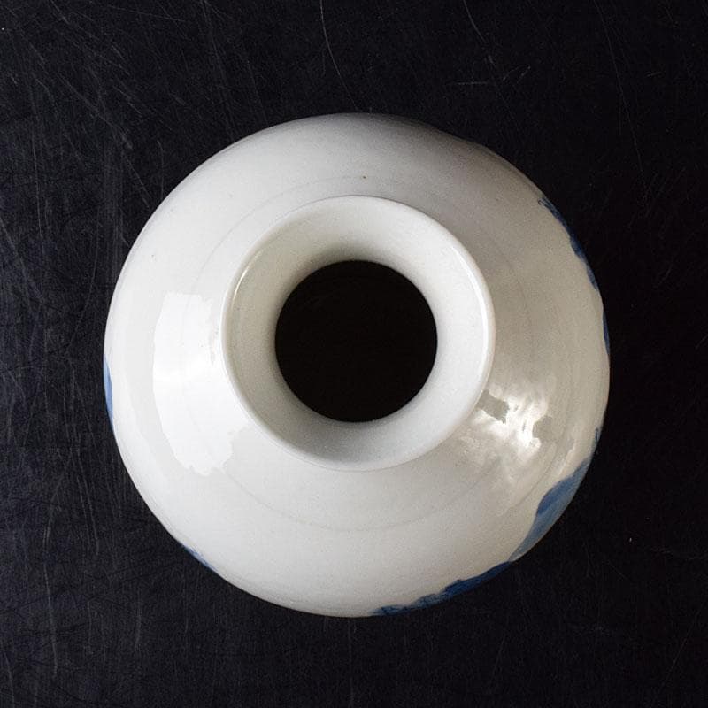 中国　大清康熙年製　青花　山水人物文　花瓶　壷　時代箱　M　R8748