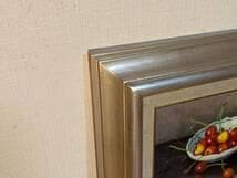 【真作】絵画　長生玲子　油彩3号　マイセン皿の桜桃　瑞々しき果実　Y112