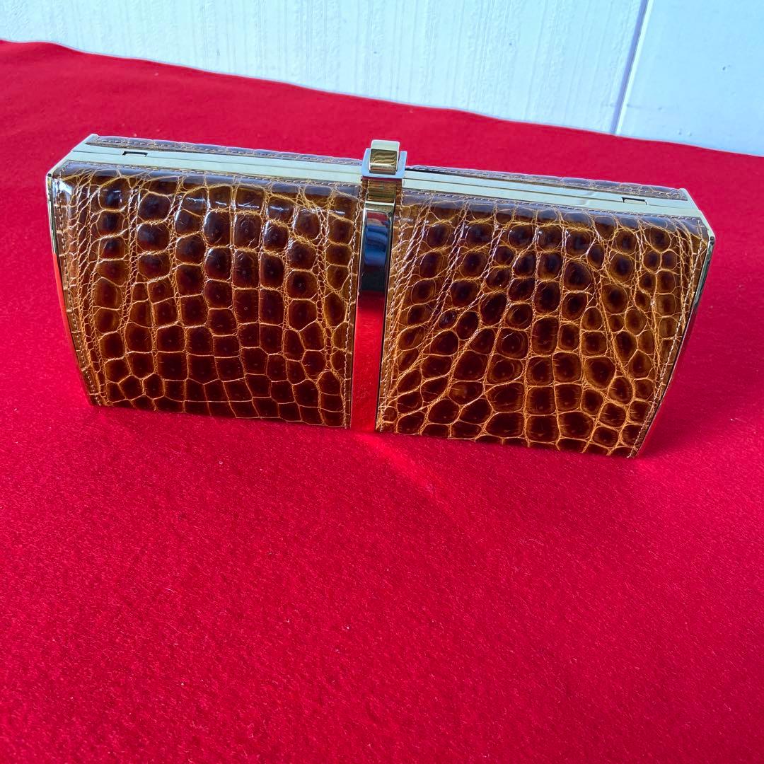 クロコダイル アクセサリーポーチ チェーンショルダー　e1212-E