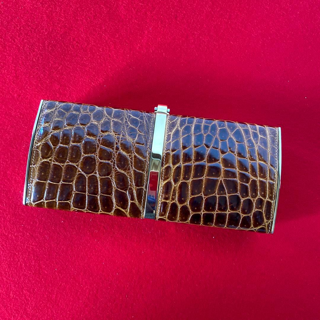 クロコダイル アクセサリーポーチ チェーンショルダー　e1212-E