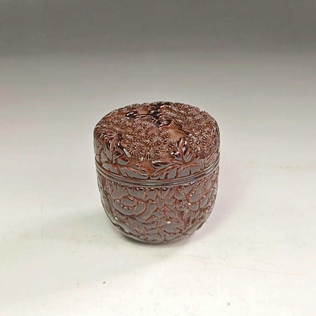 ウ208 棗『三野原晃一作』『村上堆朱　　棗　共箱』茶道具　茶器　茶入