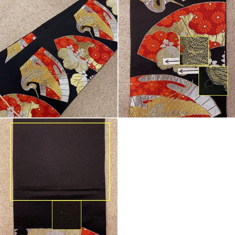 512aj42,袋帯,小物類◎振袖 部分絞り 花丸 成人式 十三参り 赤黒◎