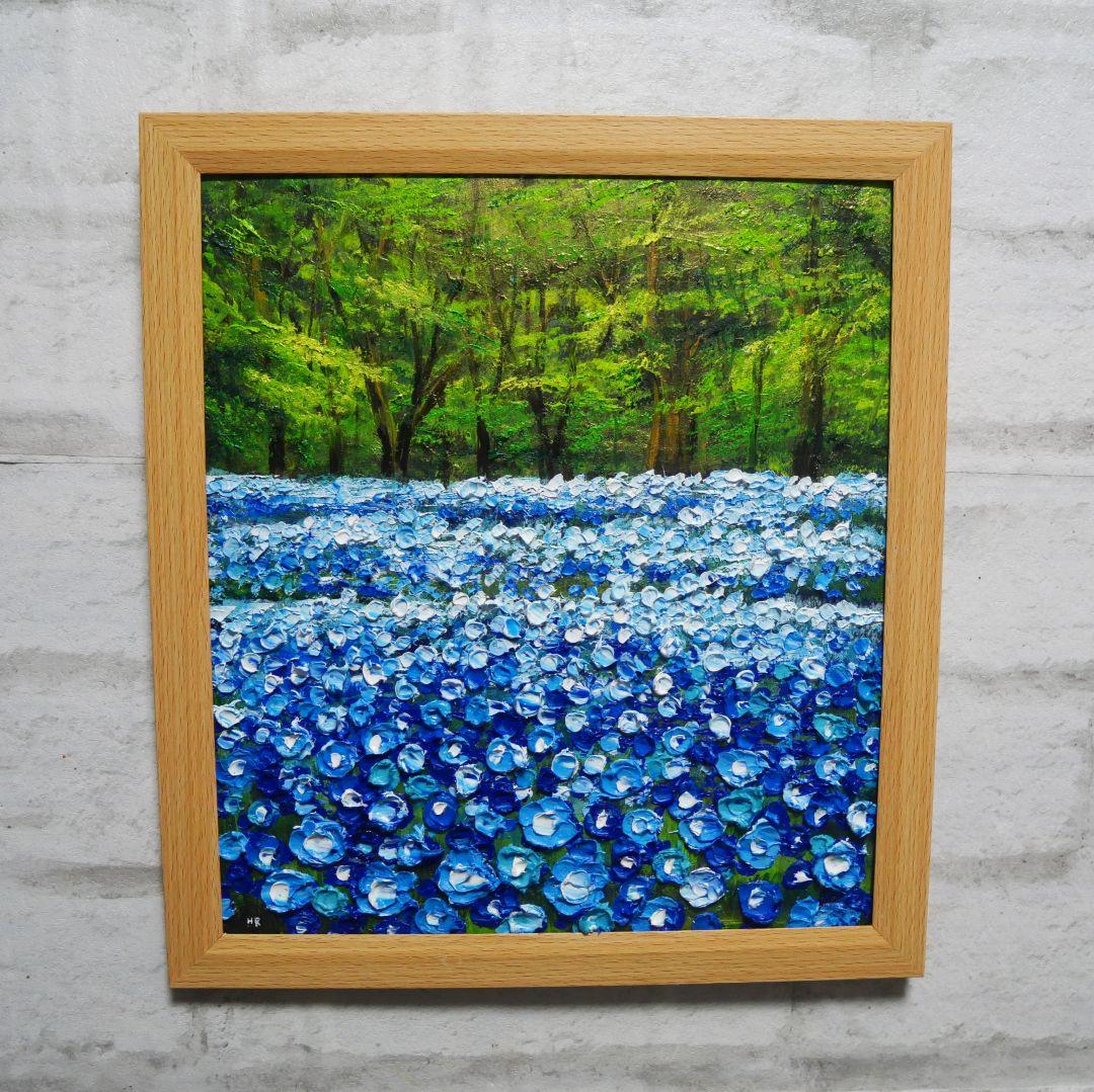 油絵 油彩 油彩画 絵 絵画 【青い花の森の中】