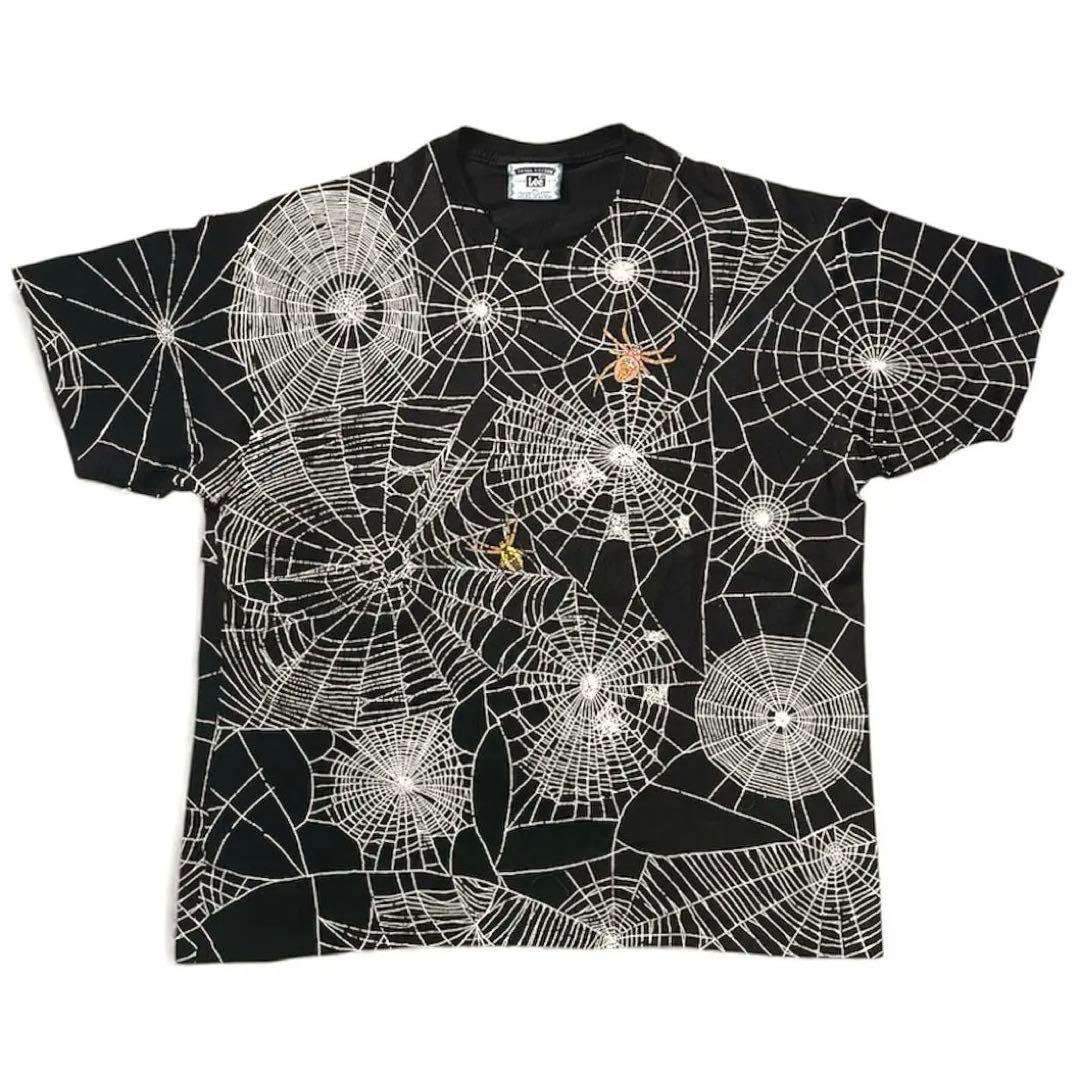 k*n様 80s~90s スパイダーウェブ 総柄Tシャツ Leeタグ XL パス