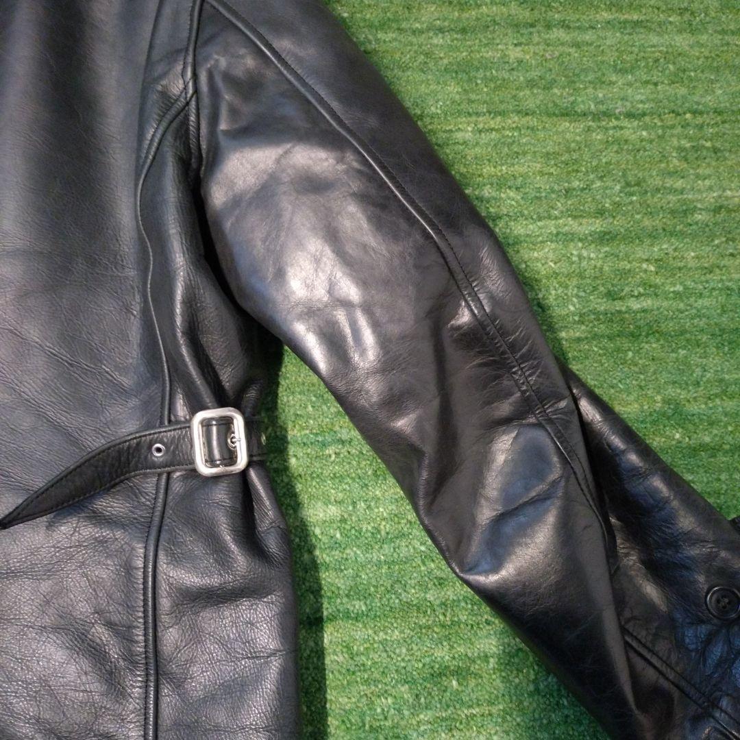 【日本製】ハロルズギア　レザーカーコート　シングル　牛革　肉厚　一点物